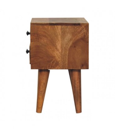Artisan Furniture Solid Wood Mini Oak-ish Modern Bedside, Brown, 2 Drawers