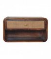 Artisan Furniture Solid Wood Chestnut Wall Mounted Open Woven Bedside, Dark Brown, 1 Drawer, 1 Shelve