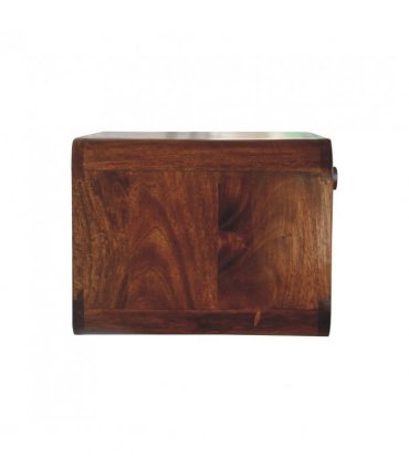 Artisan Furniture Solid Wood Chestnut Wall Mounted Open Woven Bedside, Dark Brown, 1 Drawer, 1 Shelve