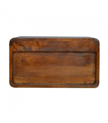 Artisan Furniture Solid Wood Chestnut Wall Mounted Open Woven Bedside, Dark Brown, 1 Drawer, 1 Shelve