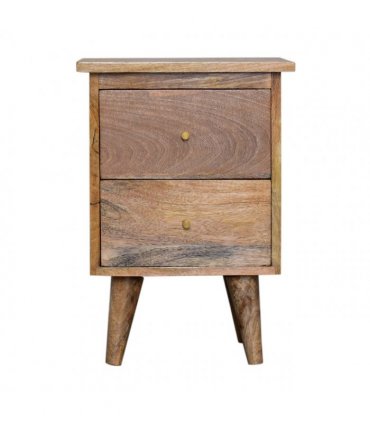 Artisan Furniture Solid Wood Oak-ish Bedside, Brown, 2 Drawers