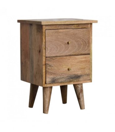 Artisan Furniture Solid Wood Oak-ish Bedside, Brown, 2 Drawers