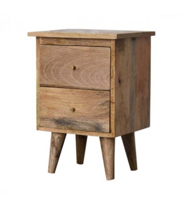 Artisan Furniture Solid Wood Oak-ish Bedside, Brown, 2 Drawers