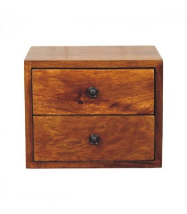 Artisan Furniture Solid Wood Solis 2-Drawer Chestnut Wall Mounted Nightstand, Dark Brown