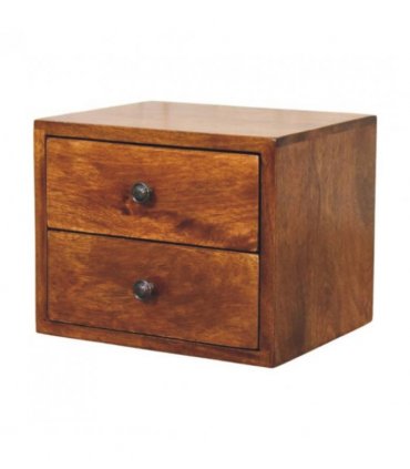 Artisan Furniture Solid Wood Solis 2-Drawer Chestnut Wall Mounted Nightstand, Dark Brown