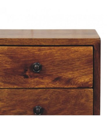 Artisan Furniture Solid Wood Solis 2-Drawer Chestnut Wall Mounted Nightstand, Dark Brown