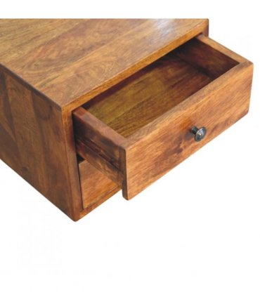 Artisan Furniture Solid Wood Solis 2-Drawer Chestnut Wall Mounted Nightstand, Dark Brown