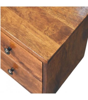Artisan Furniture Solid Wood Solis 2-Drawer Chestnut Wall Mounted Nightstand, Dark Brown