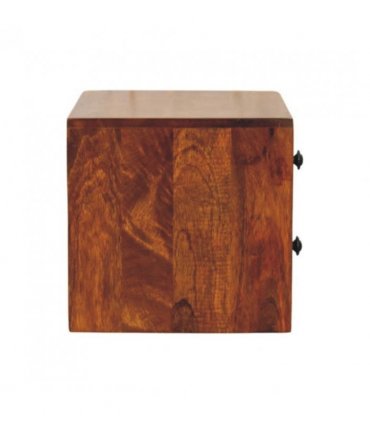 Artisan Furniture Solid Wood Solis 2-Drawer Chestnut Wall Mounted Nightstand, Dark Brown