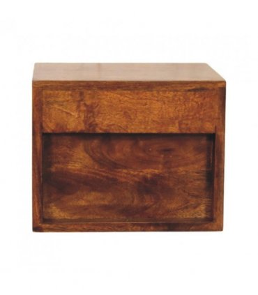 Artisan Furniture Solid Wood Solis 2-Drawer Chestnut Wall Mounted Nightstand, Dark Brown