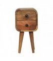Artisan Furniture Solid Wood Extra Mini Curved Oak-ish Bedside, Brown, 2 Drawers
