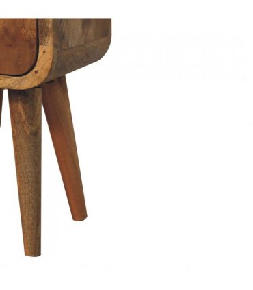 Artisan Furniture Solid Wood Extra Mini Curved Oak-ish Bedside, Brown, 2 Drawers