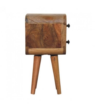 Artisan Furniture Solid Wood Extra Mini Curved Oak-ish Bedside, Brown, 2 Drawers