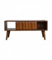 Artisan Furniture Solid Wood Chestnut Prism Sliding Media Unit, 1 Open Slot, 1 Side Sliding Door, Dark Brown