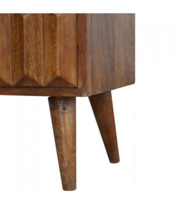 Artisan Furniture Solid Wood Chestnut Prism Sliding Media Unit, 1 Open Slot, 1 Side Sliding Door, Dark Brown