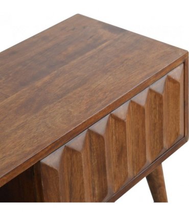 Artisan Furniture Solid Wood Chestnut Prism Sliding Media Unit, 1 Open Slot, 1 Side Sliding Door, Dark Brown