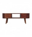 Artisan Furniture Solid Wood Chestnut Round Open Media Unit, 2 Drawers, Brown