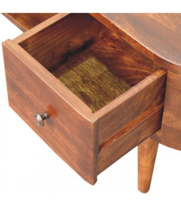 Artisan Furniture Solid Wood Chestnut Round Open Media Unit, 2 Drawers, Brown