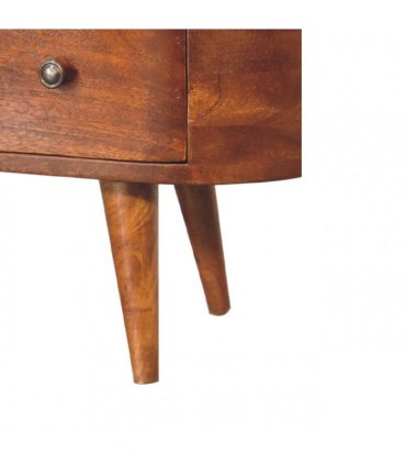 Artisan Furniture Solid Wood Chestnut Round Open Media Unit, 2 Drawers, Brown