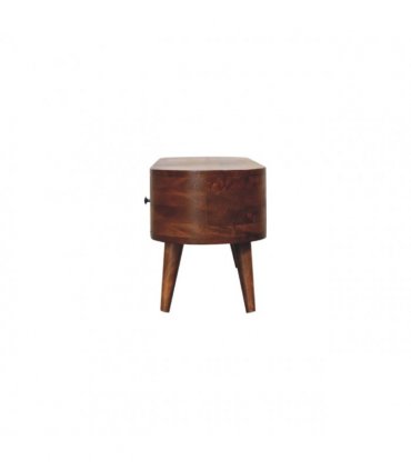 Artisan Furniture Solid Wood Chestnut Round Open Media Unit, 2 Drawers, Brown