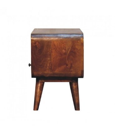 Artisan Furniture Solid Wood Mini Chestnut Curved Media Unit, 1 Drawer, Open-slot, Dark Brown