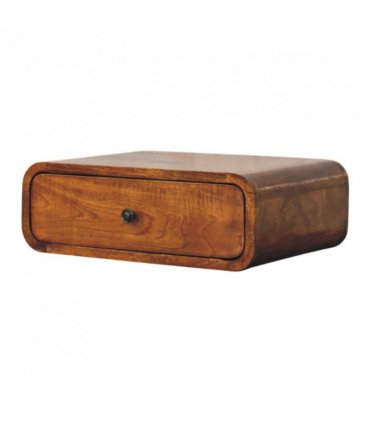 Artisan Furniture Solid Wood Avora Wall-Mounted Honey Caramel 1 Drawer Nightstand, Brown
