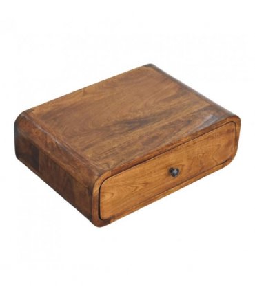 Artisan Furniture Solid Wood Avora Wall-Mounted Honey Caramel 1 Drawer Nightstand, Brown