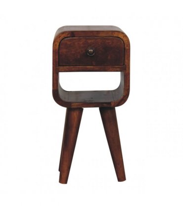 Artisan Furniture Solid Wood Extra Mini Chestnut Curve Lower Bedside, 1 Drawer, 1 Open Slot, Brown