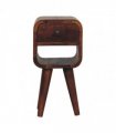 Artisan Furniture Solid Wood Extra Mini Chestnut Curve Lower Bedside, 1 Drawer, 1 Open Slot, Brown