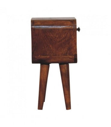 Artisan Furniture Solid Wood Extra Mini Chestnut Curve Lower Bedside, 1 Drawer, 1 Open Slot, Brown