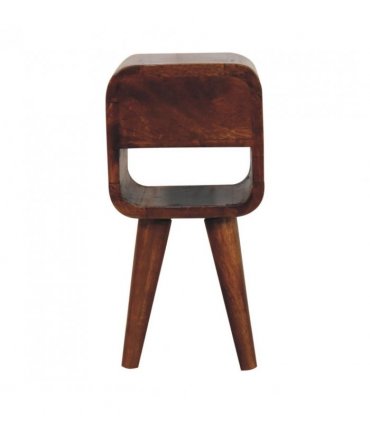 Artisan Furniture Solid Wood Extra Mini Chestnut Curve Lower Bedside, 1 Drawer, 1 Open Slot, Brown