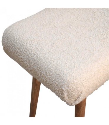 Artisan Furniture Solid Wood Boucle Cream Curved Bench, Beige