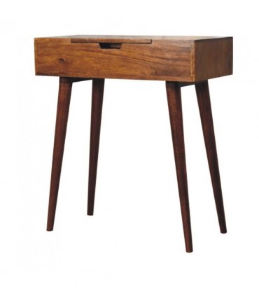 Artisan Furniture Solid Wood Mini Chestnut Fold Vanity, 4 Storage compartments with mirror, Brown