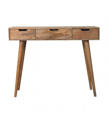 Artisan Furniture Solid Wood Oak-ish Dressing Table, 2 Drawers, Beige