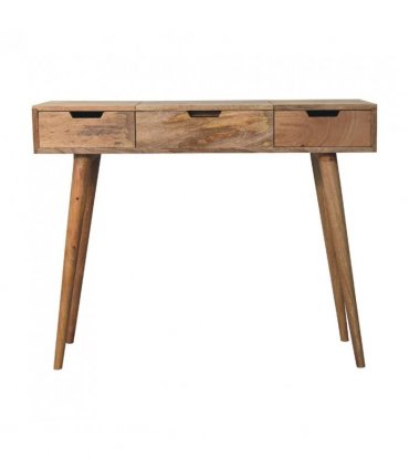 Artisan Furniture Solid Wood Oak-ish Dressing Table, 2 Drawers, Beige