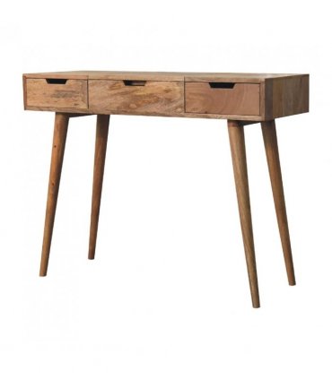 Artisan Furniture Solid Wood Oak-ish Dressing Table, 2 Drawers, Beige