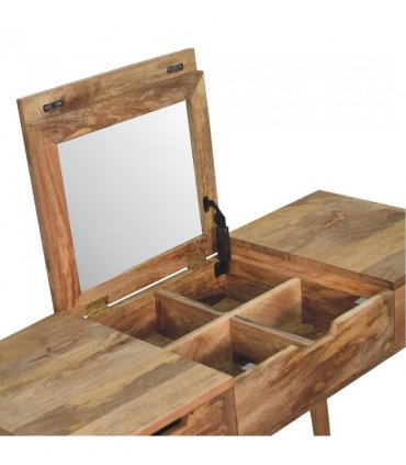Artisan Furniture Solid Wood Oak-ish Dressing Table, 2 Drawers, Beige