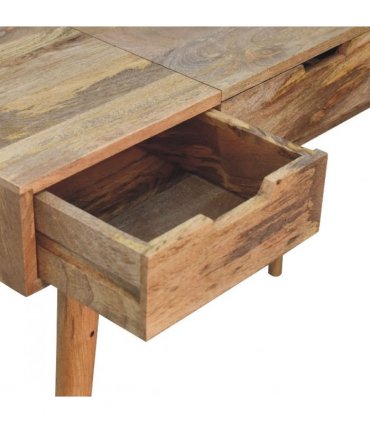 Artisan Furniture Solid Wood Oak-ish Dressing Table, 2 Drawers, Beige