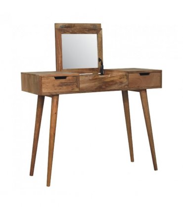 Artisan Furniture Solid Wood Oak-ish Dressing Table, 2 Drawers, Beige