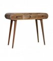 Artisan Furniture Solid Wood Oak-ish Round Dressing Table, 2 Drawers, 4 Storage Compartments with mirror, Beige