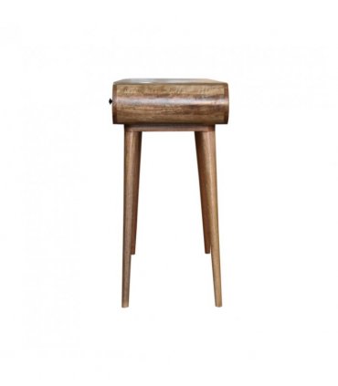 Artisan Furniture Solid Wood Oak-ish Round Dressing Table, 2 Drawers, 4 Storage Compartments with mirror, Beige