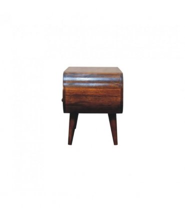 Artisan Furniture Solid Wood Chestnut Circular TV Stand, 2 Drawers, 1 Open Slot, Dark Brown