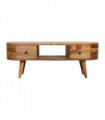 Artisan Furniture Solid Wood Mini Rounded Entertainment Unit, 2 Drawers, Beige