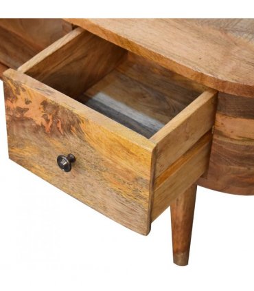 Artisan Furniture Solid Wood Mini Rounded Entertainment Unit, 2 Drawers, Beige