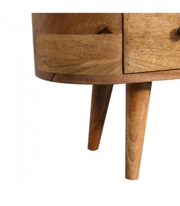 Artisan Furniture Solid Wood Mini Rounded Entertainment Unit, 2 Drawers, Beige