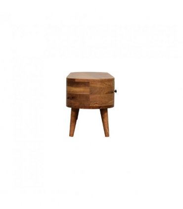 Artisan Furniture Solid Wood Mini Rounded Entertainment Unit, 2 Drawers, Beige