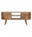 Artisan Furniture Solid Wood Rounded Entertainment Unit, Beige, 4Drawers