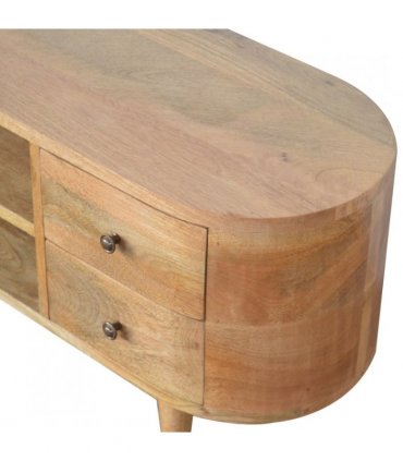 Artisan Furniture Solid Wood Rounded Entertainment Unit, Beige, 4Drawers