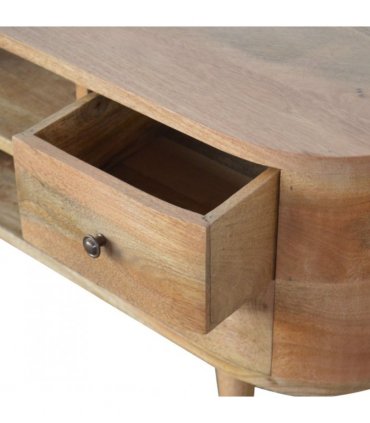 Artisan Furniture Solid Wood Rounded Entertainment Unit, Beige, 4Drawers