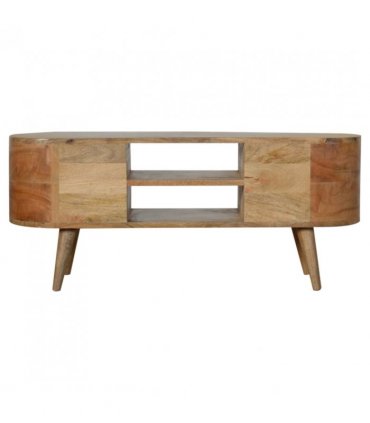Artisan Furniture Solid Wood Rounded Entertainment Unit, Beige, 4Drawers